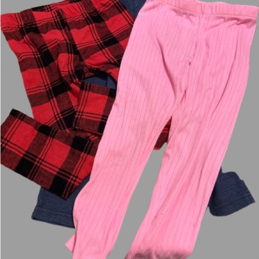 Kids Red Plaid and Pink Leggings Set